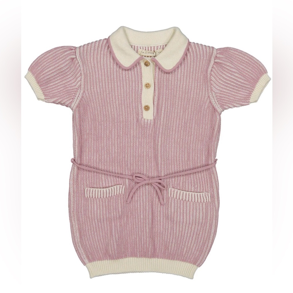 Fin & Vince Pink Knit Retro Dress 6-7y
